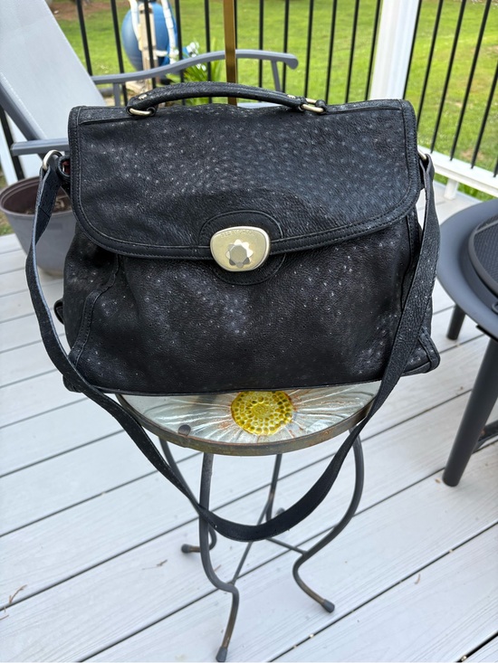 See By Chloe Handbags - See by Chloé Vintage Black Ostrich-Embossed Leather Satchel Messenger Bag